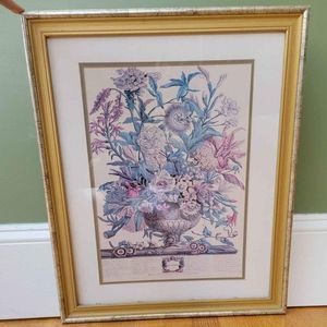 VTG Robert Furber Sept Framed 22x18 Botanical Art Print 12 Months of Flowers